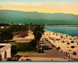 Beach at Santa Barbara CA California UNP Hand Colored Albertype Postcard J4 - $9.85