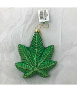 Sparkling Green Glass Cannabis Leaf Christmas Ornament - £12.14 GBP
