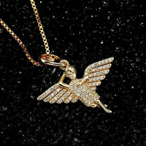 Angle Wings Pendant 1.5Ct Round Cut Cubic Zirconia 14KYellow Gold Plated 925 - £101.89 GBP