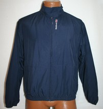 REEBOK Dark Blue Embroidered Logo Full Zip Nylon Windbreaker JACKET Adult Small - £15.51 GBP