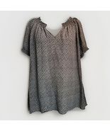 Joie Breezy Silk Blouse Womens S Black Check  Smocked Short Sleeve Relax... - $23.02