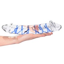 Blue Swirl Rock Hard Large Double-Ended Glass Dildo Huge Double Head Dildo Cryst - £34.39 GBP