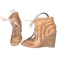 Jeffrey Campbell Rodillo Cutout Tan Nude Leather Open Toe Wedges ~Woman ... - $25.34