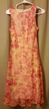 Junior&#39;s (Size 7) SFUZI Orange &amp; Pink Floral Design Sleeveless Dress Lin... - £6.13 GBP