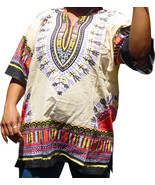 Womens BEIGE Dashiki Shirt African Blouse Top Rap Rapper ~ FAST SHIPPING - £9.34 GBP