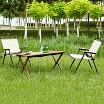 3-Piece Folding Outdoor Table And Two Chairs,Lightweight Aluminum - Beige - £155.52 GBP