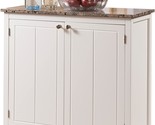 White Kitchen Island Storage Cabinet With Hebron Marble Finish And Wood ... - $150.96