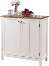 White Kitchen Island Storage Cabinet With Hebron Marble Finish And Wood Top From - £118.71 GBP