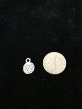 Seashell Style 1 antique silver bangle charm pendant - $9.50