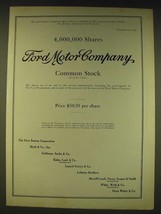 1963 Ford Motor Company Ad - 4,000,000 Shares Ford Motor Company - £14.48 GBP