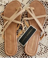 Charles Albert ~ Thong ~ Slip On ~ Strappy Sandals ~ TAN ~ Ladies&#39; XL (1... - $28.06 CAD