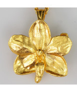 Vintage Risis Singapore 22 K Gold Dipped Small Orchid Necklace Pin Charm... - £34.26 GBP