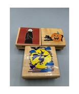 3 Halloween Rubber Stamp Witch Dracula Cat Pumpkin Canadian Maple Collec... - $6.96