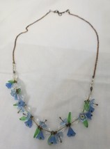 Vtg Antique Czech Bluebell Necklace - £47.25 GBP
