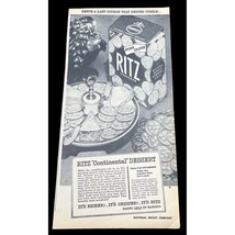 Nabisco Ritz Crackers Vintage Print Ad 50s Continental Dessert Recipe - £17.39 GBP