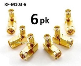 6-Pack Sma Male To Female Right Angle 90-Degree Adapter W/ Gold Plated C... - £24.42 GBP