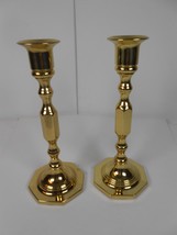 Set of 2 Baldwin Gold Brass Candlestick Candleholders Taper Candles 7.5&quot; Pair - £19.29 GBP