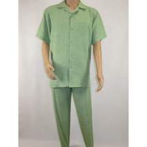 Men 2pc Walking Leisure Suit Short Sleeves By DREAMS Fancy 265-34 Lime Green image 9