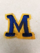 Michigan M Vintage Used Patch Blue &amp; Yellow Felt Backing Letter Jacket  - £15.41 GBP