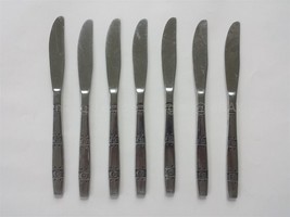 vintage OXFORD HALL ROSE COUPLET STAINLESS FLATWARE  7pc DINNER KNIVES - $47.03