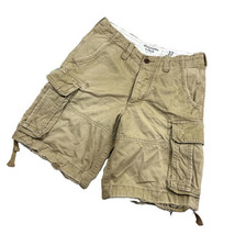 Abercrombie &amp; Fitch Brown Tan Heavy Cargo Shorts Distressed Mens 32 Fits 34 - £31.19 GBP