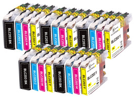 20 Pk Quality Ink Set W/ Chip Fits Brother Lc201 Lc203 Mfc J460Dw J480Dw... - £39.27 GBP