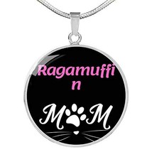 Ragamuffin Cat Mom Necklace Circle Pendant Stainless Steel Or 18k Gold 18-22&quot; - £36.13 GBP