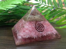 Rose Quartz Orgone Pyramid - Stone of Heart Chakra &amp; For Pure Love - £32.91 GBP