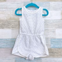 Genuine Kids OshKosh Lace Pom Trim Romper White Dolphin Hem Baby Girls 18M - $14.84