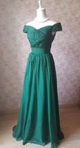 Emerald green Off-shoulder Gowns Women Custom Plus Size Maxi Evening Dress image 1