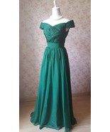 Emerald green Off-shoulder Gowns Women Custom Plus Size Maxi Evening Dress - $169.99