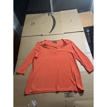 Chico’s Travelers Tangerine Orange Top, 3/4 Sleeve Jersey, Stretch Fabri... - $9.90