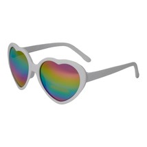 Sunglasses White Heart Frames Love Is Love Rainbow Lenses Pride LGBTQ - £7.50 GBP