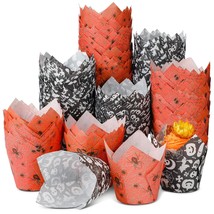 400Pcs Halloween Tulip Cupcake Wrappers Liners For Halloween Baking Cups... - £18.76 GBP