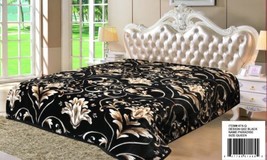 Flowers Black Paradise 2 Ply Plush Blanket Softy And Warm Queen Size - £43.51 GBP