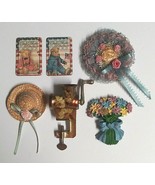 Bears Wicker Hat w/ Ribbon Floral Meat Grinder Vintage Fridge Magnet Lot... - $17.99