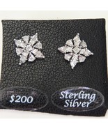 Sterling Silver Pierced Earrings Flower 9.8mm x 9.8mm - $39.19