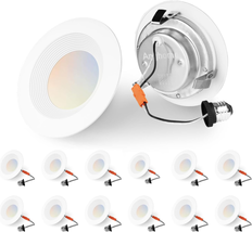 12 Pack 4 Inch Retrofit LED Recessed Lighting 5CCT, 9W 800LM, Selectable 2700K-5 - £46.29 GBP