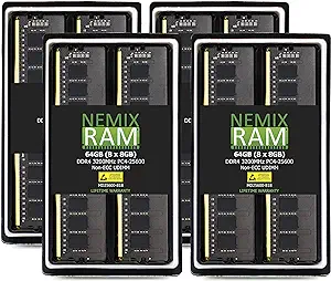 NEMIX RAM 64GB (8X8GB) DDR4 3200MHZ PC4-25600 Non-ECC UDIMM KIT - $255.99