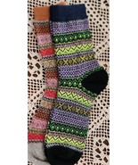 Two (2) Pair ~ Geometric Striped Design ~ Cotton Blend ~ Knit ~ Crew Soc... - $282.30 MXN