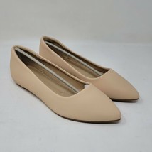 DREAM PAIRS Women&#39;s Flats Sz 6.5 M Jilian Low Wedge Shoes Nude Pointed Toe - £29.15 GBP