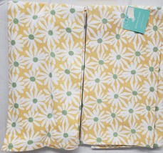 2 Same Cotton Kitchen Towels (16&quot;x26&quot;) White Ditsy Daisies On Yellow, Ritz - £12.68 GBP