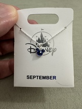 Disney Park Mickey Mouse Faux Sapphire September Birthstone Necklace Silver Tone image 10