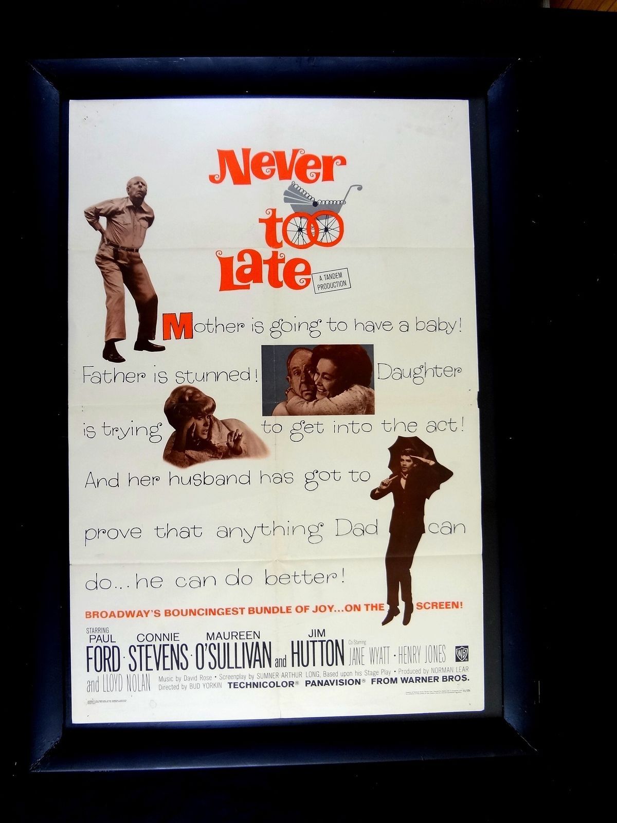 Primary image for NEVER TOO LATE-PAUL FORD-CONNIE STEVENS-27X41 ORIG POSTER-1965-COMEDY VG