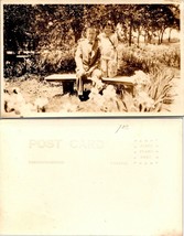 USA Unknown Location Older Gentleman &amp; Little Girl Garden RPPC Antique Postcard - £11.10 GBP