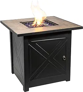 40,000 Btu Square Outdoor Fire Pit Table Outside Propane Gas Firepit Wit... - $480.99