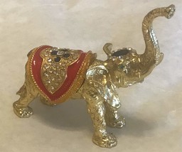 Elephant Jewelry Trinket Collectible Gift Figurine, Hinged and with Rhinestones  - £21.53 GBP
