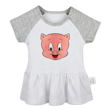 Cute Funny Porky Pig Newborn Baby Girls Dress Toddler Infant 100% Cotton Clothes - £10.43 GBP