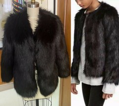 LOVERS + FRIENDS black Adora Faux Fur Jacket XS coat Rocker 0 2 4 - £136.24 GBP