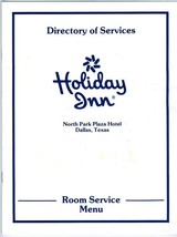 Holiday Inn North Park Plaza Hotel Menu &amp; Directory Services Dallas Texas 1960&#39;s - £35.01 GBP